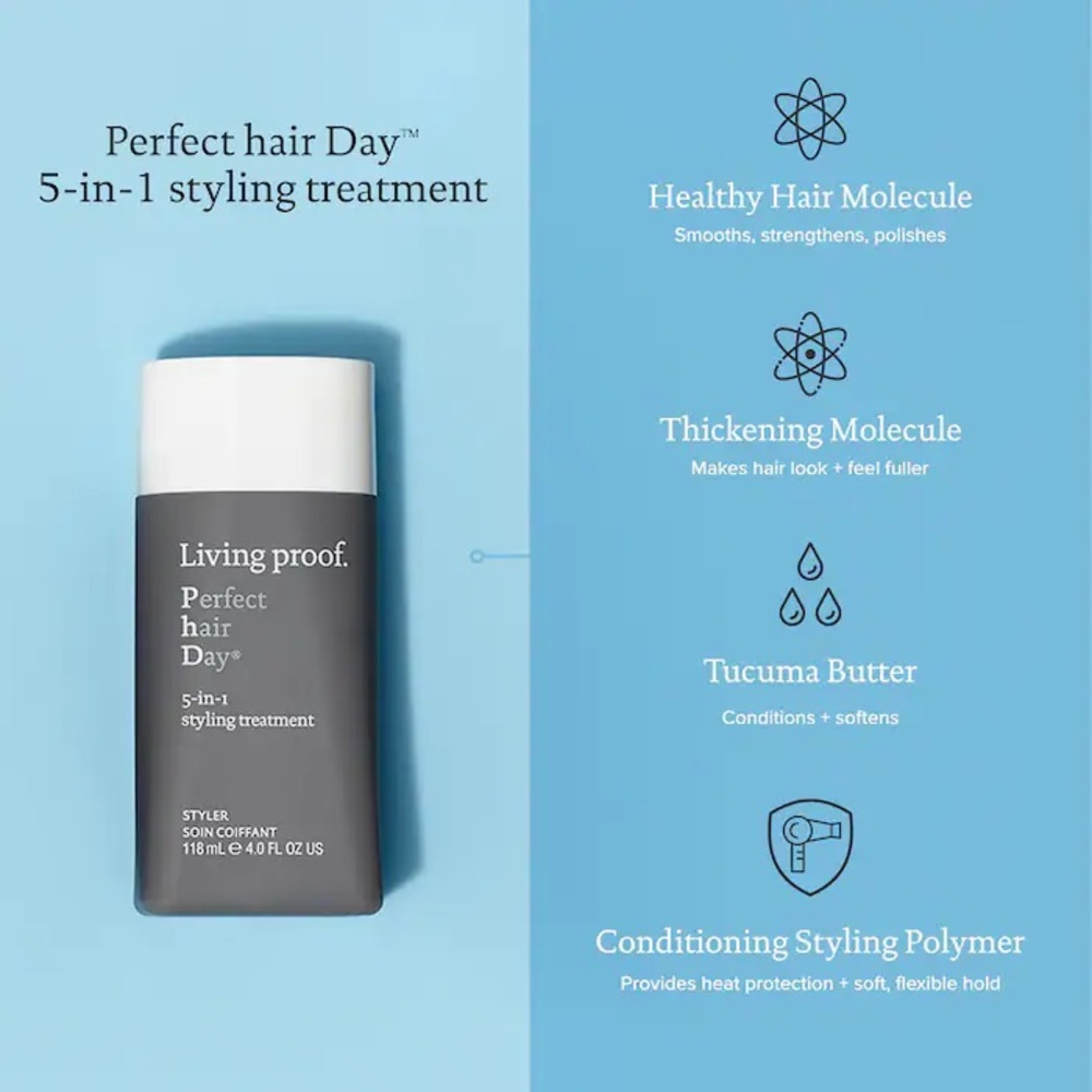 new Living Proof 𖤐 Perfect Hair Day™ 5-in-1 Styling Treatment 𖤐 Luxury Travel - Picture 6 of 16